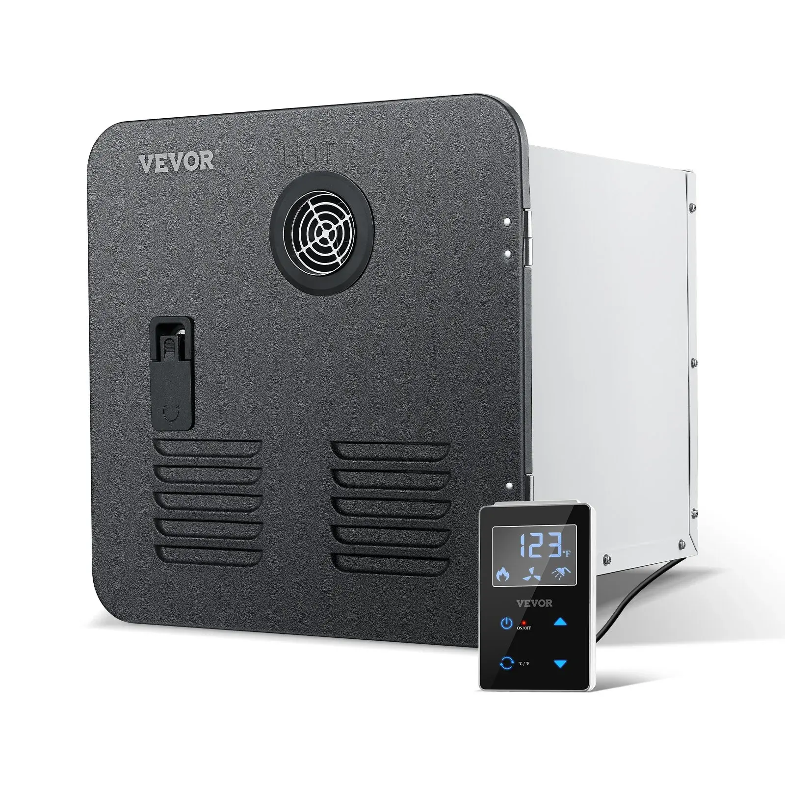 【DealsForYouDays】VEVOR RV Tankless Water Heater, 42,000 BTU High Power Instant Shower, 15x15 in Black Door, Remote Controller, 1/2" NPT Water & Gas Connectors, 12.6x12.6x14 in Rear Chamber, CSA Certified, All-Season Use for RVers' Family Daily Needs, Digi