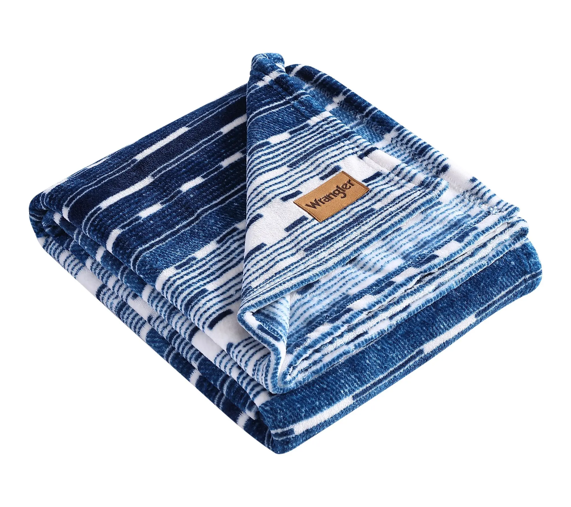 Wrangler Logan Stripe Blue Plush-Fleece 50"X60"Throw