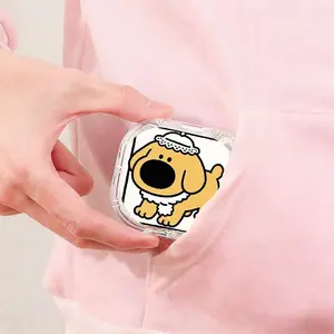 Yellow Dog with Lace Hat Printed Braces Box, Anti-Lost Portable Denture Storage Box, Dual-Use Orthodontic Retainer Case for Home and Travel, Wear-Resistant Compression-Resistant Invisible Braces Box