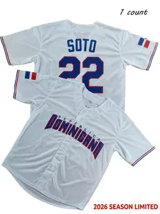 Juan Soto 22 Dominican Baseball Jersey, Multi-Color, Breathable, Comfortable, Ideal for Sports, Club, School, Training, Indoor/outdoor Use