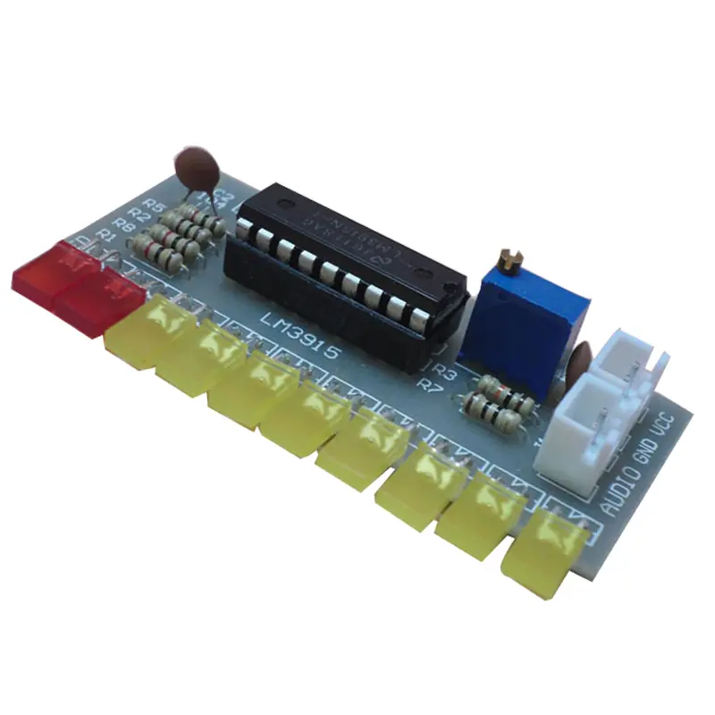 LM3915 10-LED Audio Level Indicator DIY Kit - DC9V-12V, 62mm*27mm PC+Metal PCB Soldering Kit, Household Audio Level Meter for Beginner Hobbyists, Household Use
