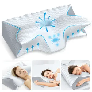 Vuteehy Cervical Neck Pillow for Pain Relief, Adjustable Ergonomic Memory Foam Pillow for Neck and Shoulder Pain, Orthopedic Contour Support Pillows for Side Back & Stomach Sleepers, Grey
