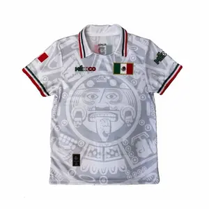 Mexico White Jersey Azteca Calendario Slim-Fitting Design with Authentic Mexican Flag Details for Cultural Events and Gatherings Jersey
