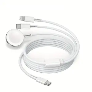 3 In 1 (4FT) For Apple Watch Charger, For IPhone Watch Charger, USB C Multi Charging Cable For Apple Multiple Devices, Travel Charger For IWatch 9/8/7/6/5/4/3/2Ultra2/SE/For IPhone 15/14/13