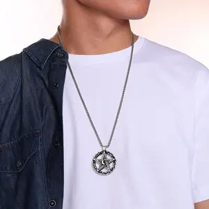 FaithHeart Pentagram Necklace Witch Necklace Stainless Steel