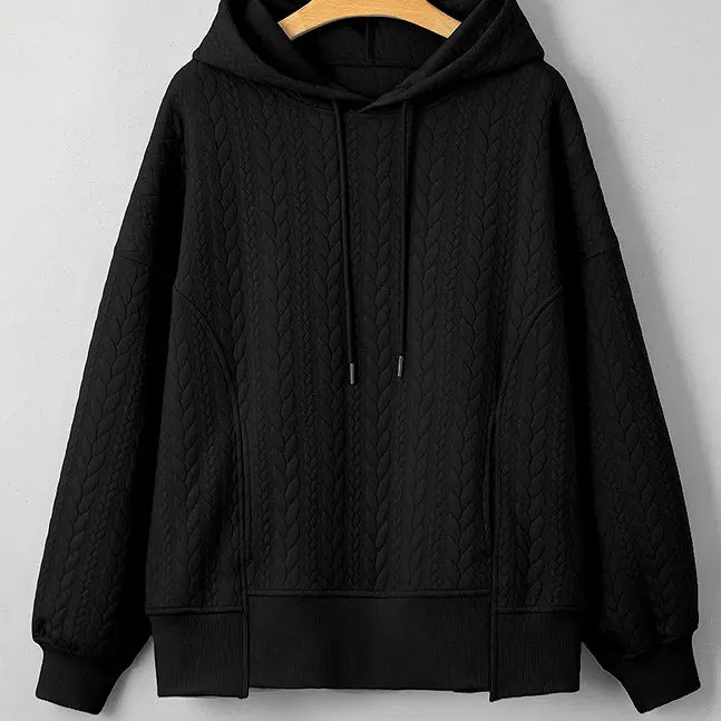 Men's Korean Loose Twist Texture Solid Khaki Casual Hoodie Sweatshirt with Premium Fabric, Sweatshirts