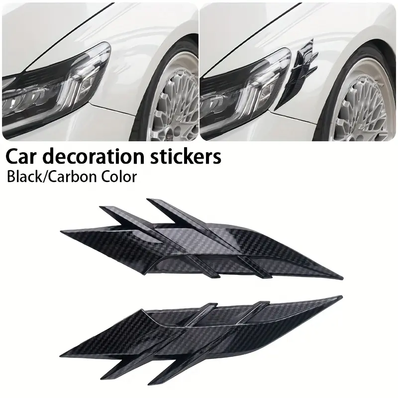 ABS Car Exterior Decoration Kit - Aftermarket Front Clip Bumper Decorations, All-Season Fender Side Skirt Spoilers, Headlight Eyebrow Trims, Front Bumper Vent Wing Accents, Rear Light Grille Air Blade Emblems, None