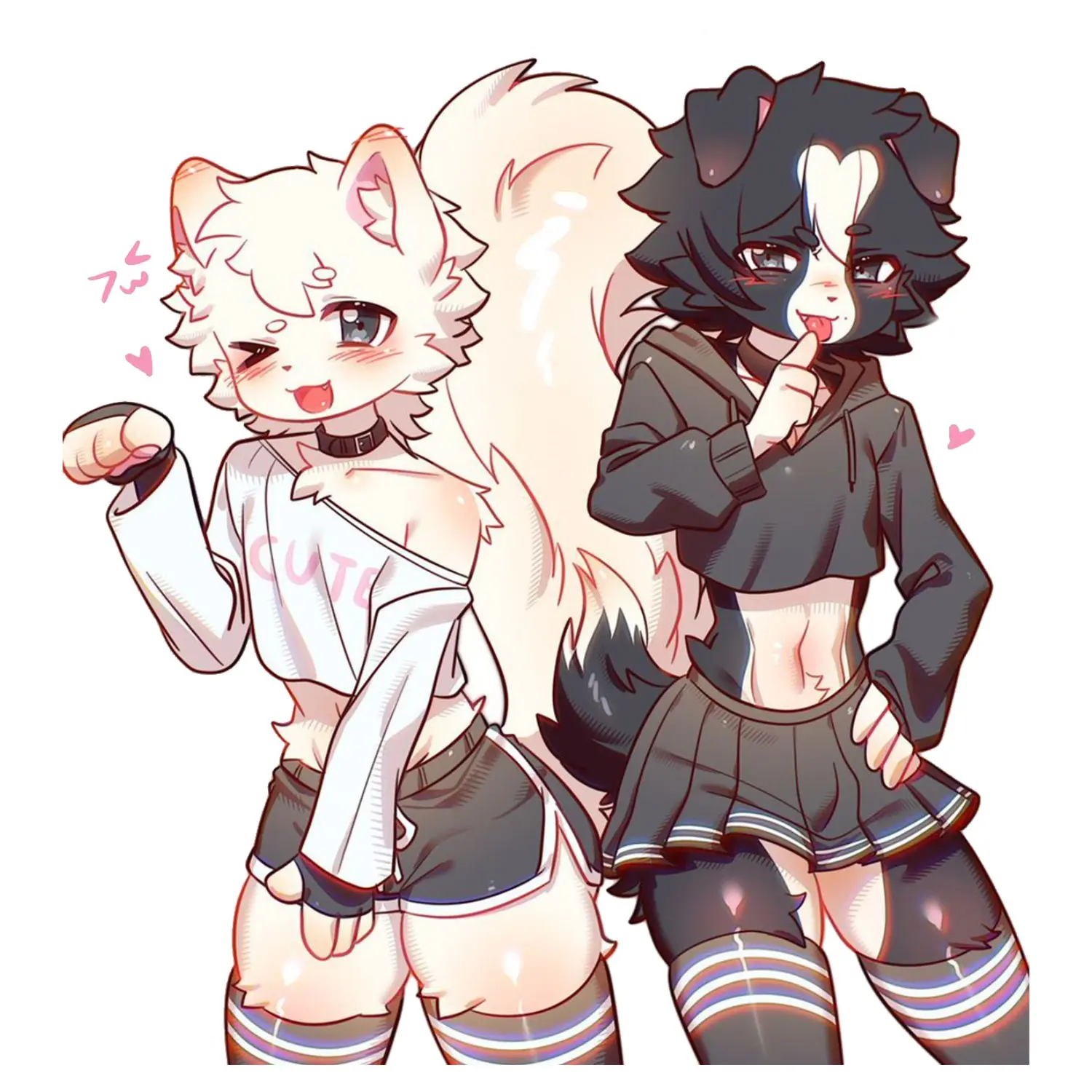 Cute Duo Animal Girls Sticker, Soft Anime Fantasy Character Decal for Phone Case, Laptop, Water Bottle, Tablet, Journal Gift