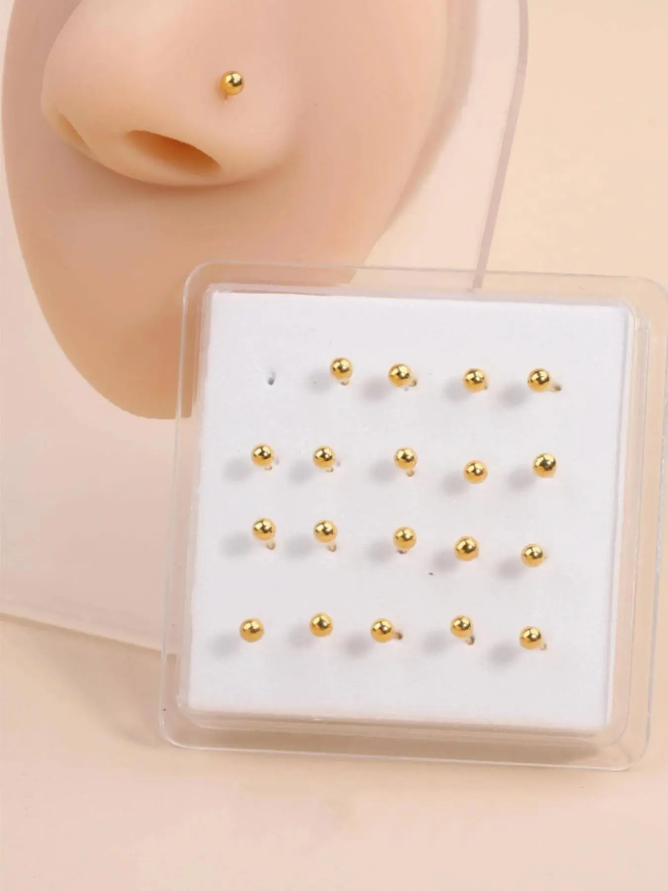 Nose Studs with Clear Box, Stainless Steel Round Head Nose Studs, Fashionable Body Jewelry for Women & Men, Body Piercings, High Quality Jewelry, Stud Nose Rings, Nose Piercing Jewelry