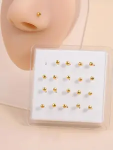 Nose Studs with Clear Box, Stainless Steel Round Head Nose Studs, Fashionable Body Jewelry for Women & Men, High Quality Jewelry