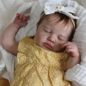 GUESSBELLY 50cm Asleep Reborn Baby Doll with 3D-Paint Skin and Visible Veins (Cloth Body, Vinyl Limbs) 20inch Newborn Baby Girl Art Toy Lifelike Kids Birthday Gift