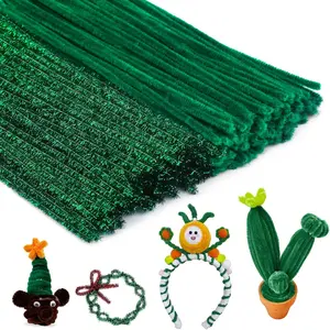 200 count Pipe Cleaners Chenille Stem Set,100 Pieces Dark Green+100 Pieces Glitter Green Craft Pipe Cleaners, DIY Craft,Pipe Cleaners Bulk for Arts and Crafts, Xmas Home Decoration