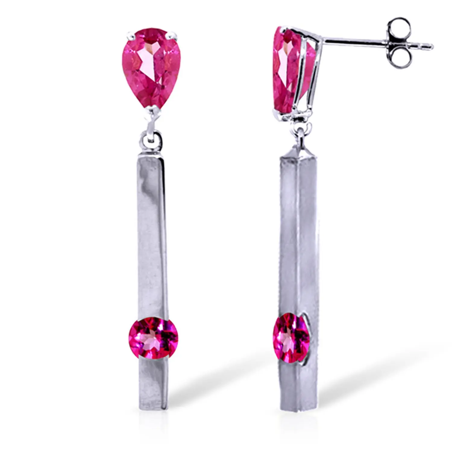 14k White Gold Chandelier Earrings with Pink Topaz