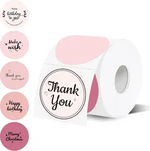 STARBOLING 2 inch Round Thermal Label,Pink Circle Thermal Sticker Labels for Business and Home,Direct Thermal Printer Label for DIY Logo Design,Thanks Card,300 Labels/1 Roll