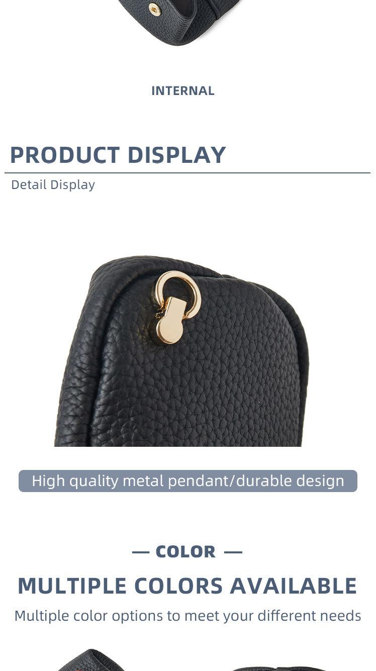 Mini Lychee Pattern Cowhide Heart Coin Purse, Solid Color Buckle Key & Earphone Storage Bag, Color-Block Leather Change & Jewelry Pouch for Daily Use