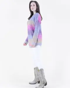 Relaxed Striped Gradient Pullover Sweater