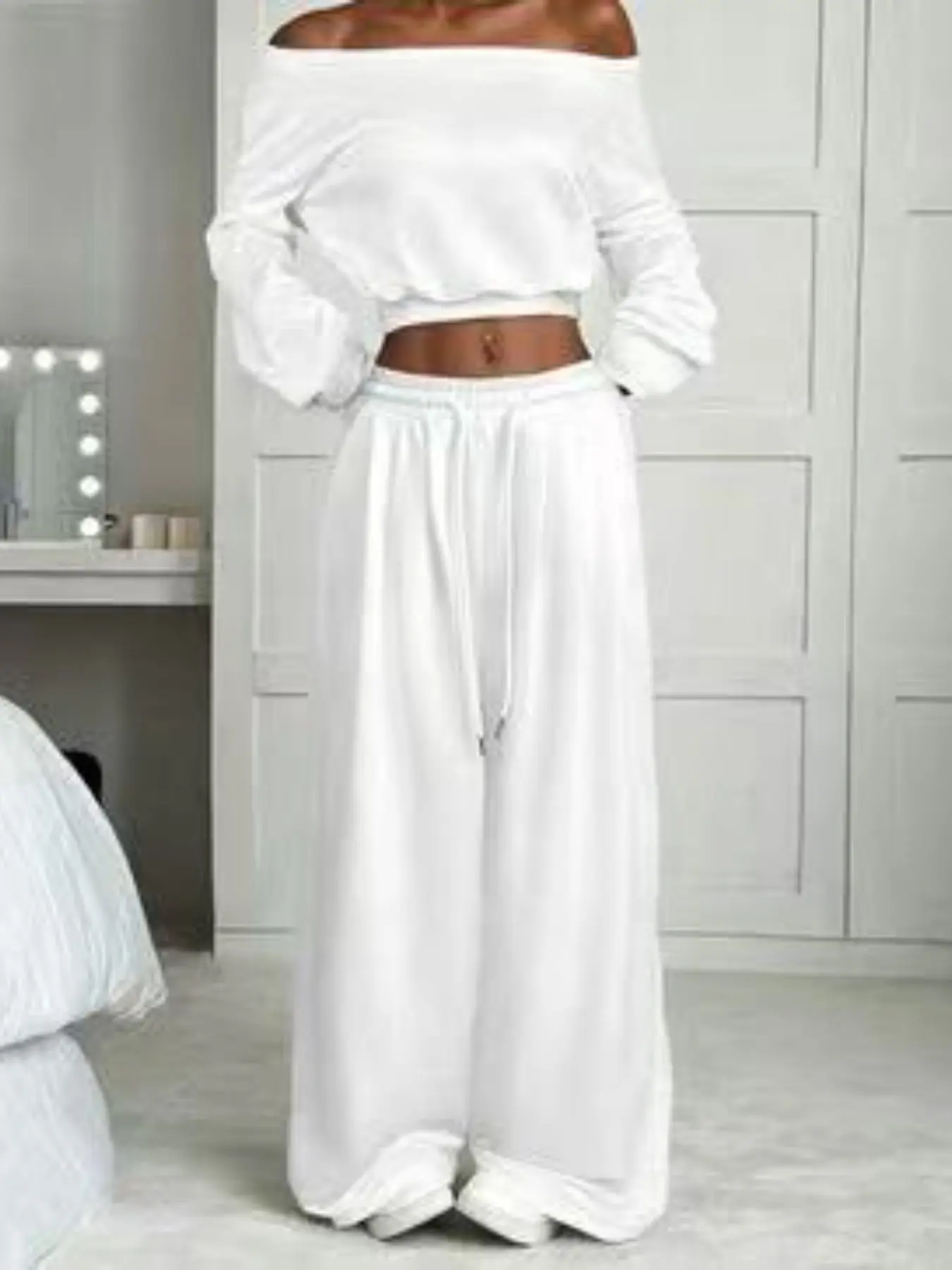 Women's Elegant Plain Color Matching Set, Casual Slim-Fitting Long Sleeve Sweatshirt, Perfect for Outings with Friends, All Seasons Wear, Womenswear, Basic Clothes