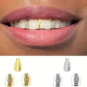 3pcs/5pcs Hip Hop Vertical Strip Fake Teeth Accessories, Hip Hop Rap Style, Unisex, Festival Party Gift