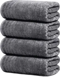 Pack of 4  Bath  30 x 60 Inches,  Cotton, Larger &  Weight, Quicker to Dry, Super Soft and Absorbent,  for Bathroom, Dark Grey