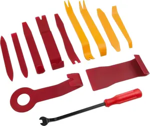 PCS Plastic Trim Removal Tool No Scratch Auto Trim Removal Tool Kit, Auto Clip Rivet Fastener Remover Pry Tool Auto Parts for Car Panel & Audio Dashboard Repair Kit (Red + Orange)