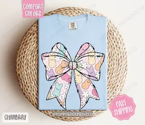 Peep Bow Shirt Comfort Colors, Women's Easter Tee, Cute Women's Tshirt
