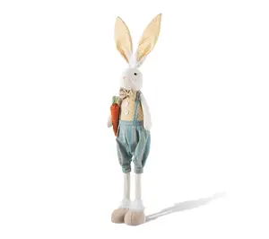 Glitzhome Easter Fabric Bunny with TelescopingLeg Glitzhome Easter Fabric Bunny with TelescopingLeg
