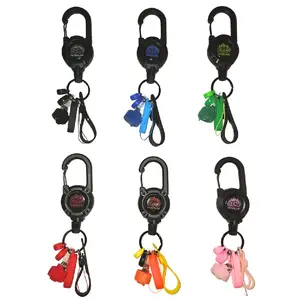 Heavy Duty Carabiner Retractable Clip Keychain with Steel Wire Cord & Anti-Theft Anti-Lost  Attachments