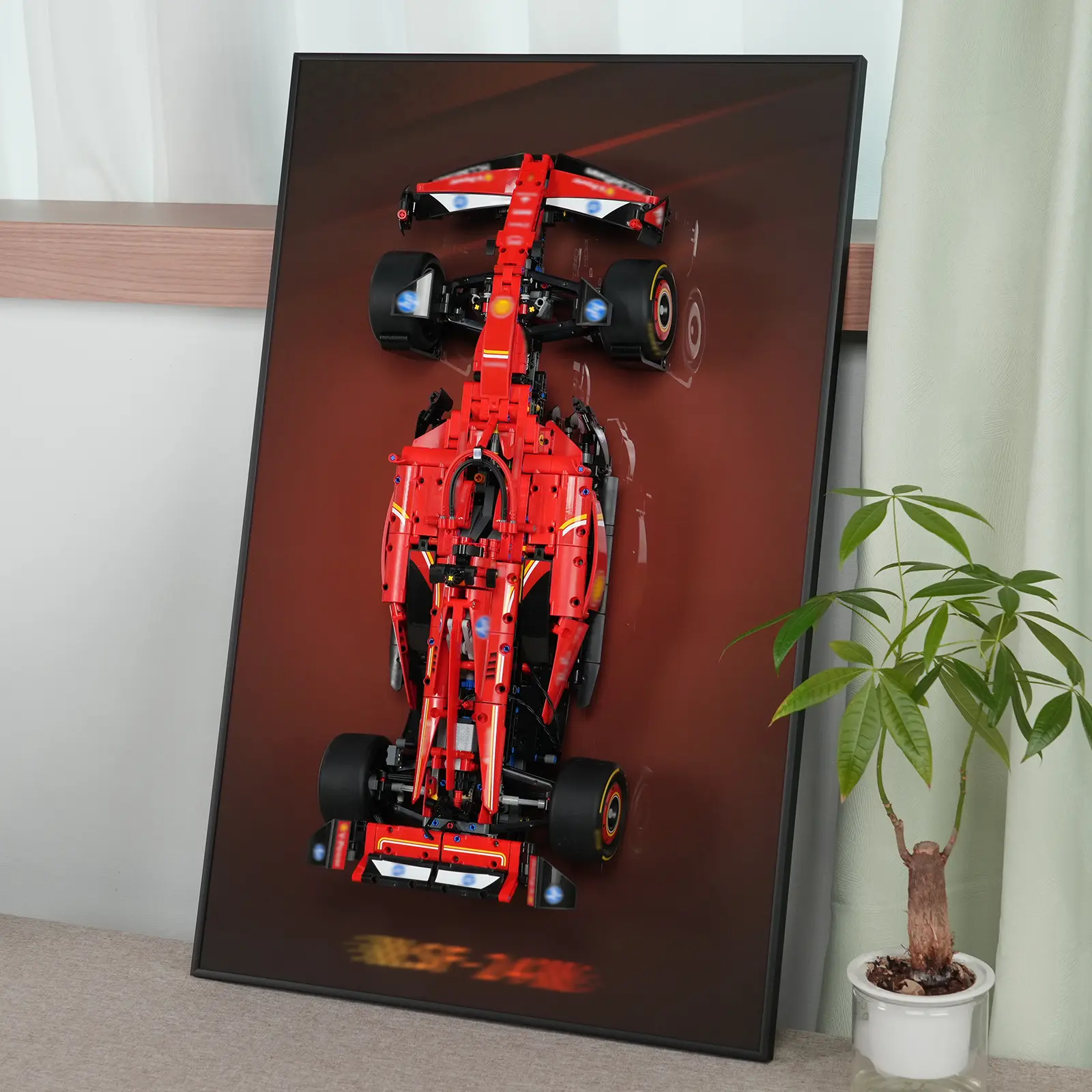【Car Not Included】Display Wallboard for Technic Ferrari SF-24  Car, Wall Mount for 42207 Model Car Kit (Car Not Included), Space-Saving Easy Assembly Creative Home Decor