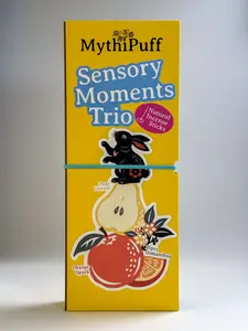 MythiPuff Sensory Moments Trio Natural Incense Sticks Set with Orange & Osmanthus & Pear Scents for Aromatic Relaxation