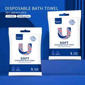 Ustel Larger & Thicker Disposable Bath Towels – Soft,  Absorbent, Eco-Friendly, Individually Wrapped  – Portable & Quick-Dry for Travel, Hotel, Beach, Gym, Perfect for All Skin Types