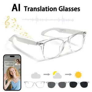 Ai Translation Smart Glasses with Bluetooth-compatible and Gpt for Men & Women, 140 Languages, Color-Changing Lenses and Transparent Speakers, Perfect for Travel and Business Meetings, Multifunctional Smart Glasses