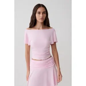 Talise Modal Flounce Short Sleeve Top - Ballet Pink