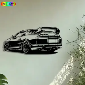 1pc Sports Car Silhouette Metal Wall Art, Racing Car Statue Mural, Artistic Metalwork, Intricate Craftsmanship, Perfect for Fathers Day, Housewarming Decor, Perfect for Garage Man Cave Office Decor, Ideal Gift for Car Enthusiasts.