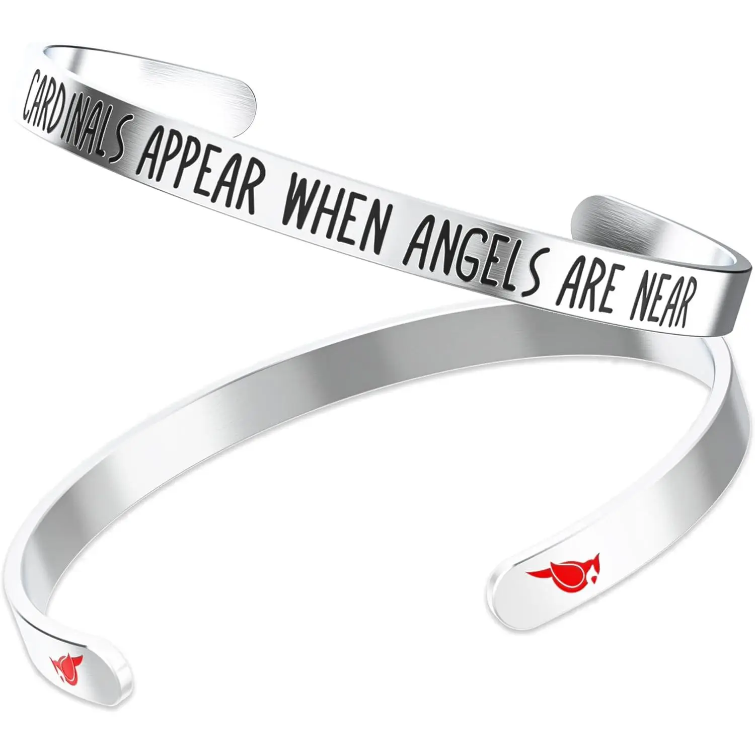 Red Cardinal Bracelet  for Women or Girls - "Cardinals Appear When Angels Are Near" Grief or Mourning of Loved One - Remembrance Charm and Bird Watchers