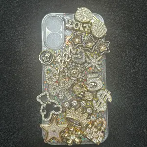 Bling Me Out in Icy Gold Junk Case Made For Apple iPhone 16 Case with Sparkling Jewels and Stars Design