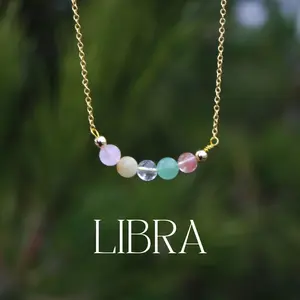 Handmade Libra Crystal Bead Necklace | Dainty Daily Wear | Natural Tumbled Stones | Personalized Healing Crystal Astrology/Zodiac Necklace | Birthday and  Anniversary
