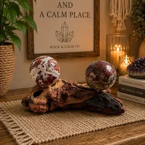 Rustic Crystal Sphere Holder | Driftwood Display | Holds 2 Spheres Home