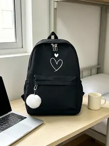 Versatile Casual Backpack with Unique 2D Heart Print, Large Capacity for Men and Women, Ideal for Everyday Use and Travel, Travel Laptop Backpack, Travel Backpacks