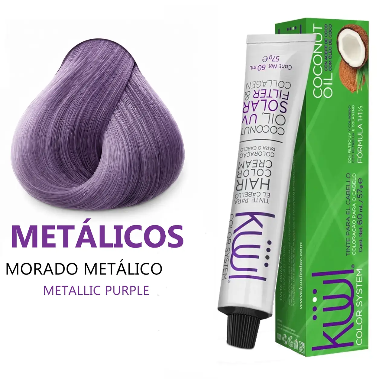 Kuul Color System [ Metálicos ] Morado Metálico | Metallic Purple | Tinte Para El Cabello | Permanent Hair Dye | 3.04 fl oz / 90 ml
