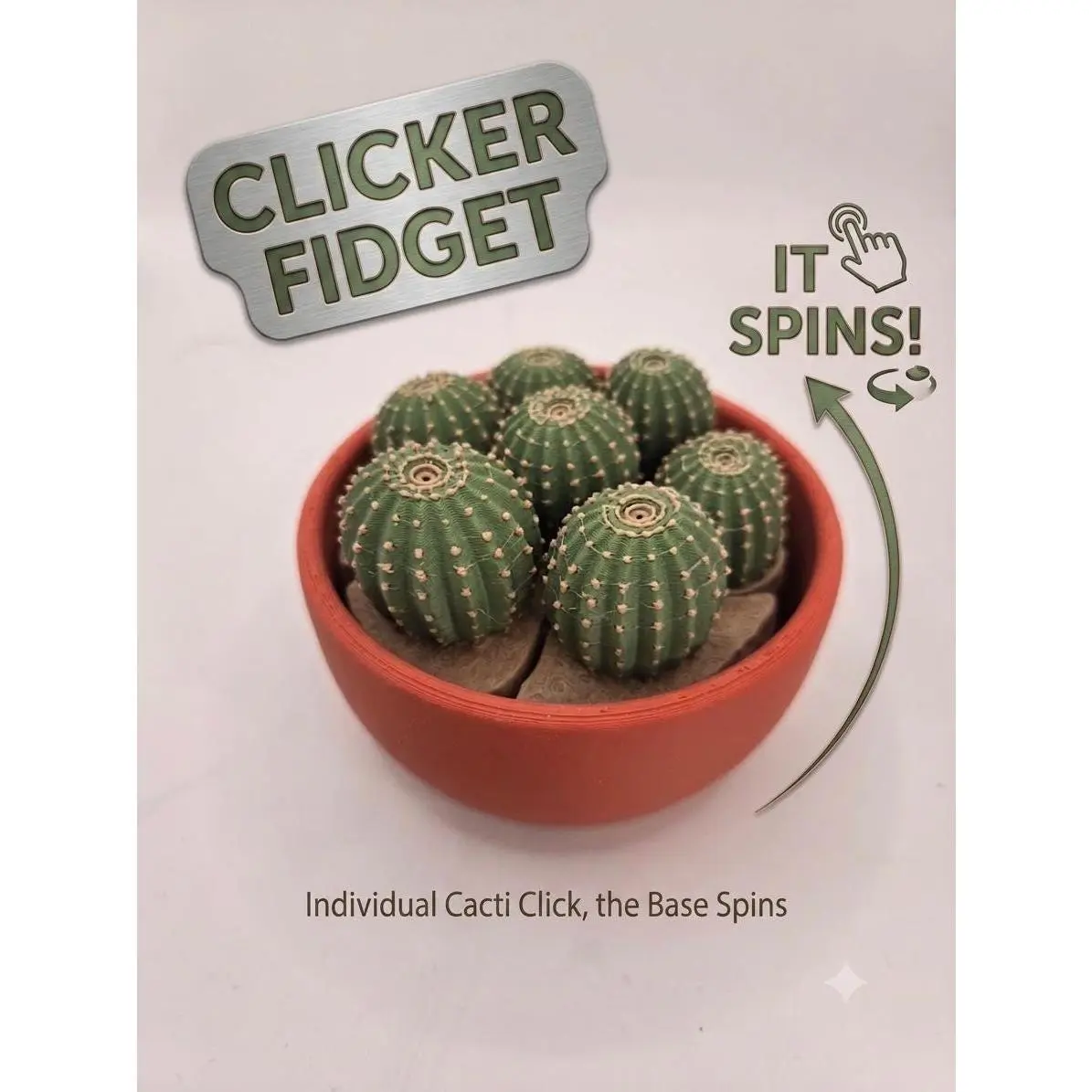 Clicky Cactus Fidget Toy, ForgeCore, Mechanical Clicker Spinner, Adult Fidget Toys