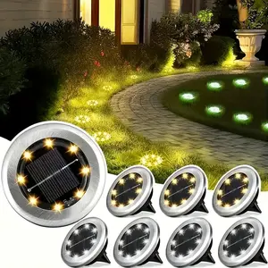 4 Pack Solar Outdoor Step Lights, Solar Ground Lights, Solar Path Lights for Steps, Pathways, Garden Lawns, and Decorative Landscape Lighting - Warm White/Cool White Dual Color Options, Outdoor Decoration Light