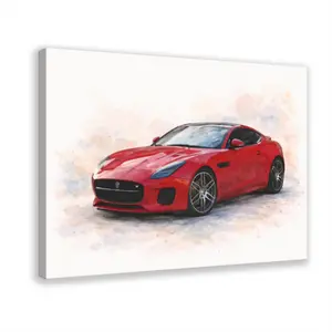 Jaguar F Type Watercolor Canvas Wall Art – Modern Car Wall Decor, Sports Car Painting Print 12 x 18 in