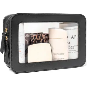 Clear Makeup Bag Small, TSA Approved Portable Toiletry Bag with Zipper Cosmetic Travel Bag Makeup Organizer Case Mini Makeup Pouch for Purse Car Organizer Bag for Women Men
