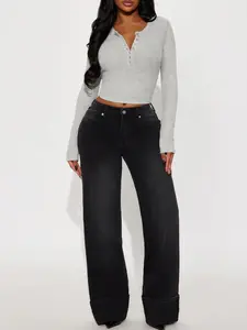 It's Clear To See Tinted Stretch Straight Leg Jeans - Black Wash