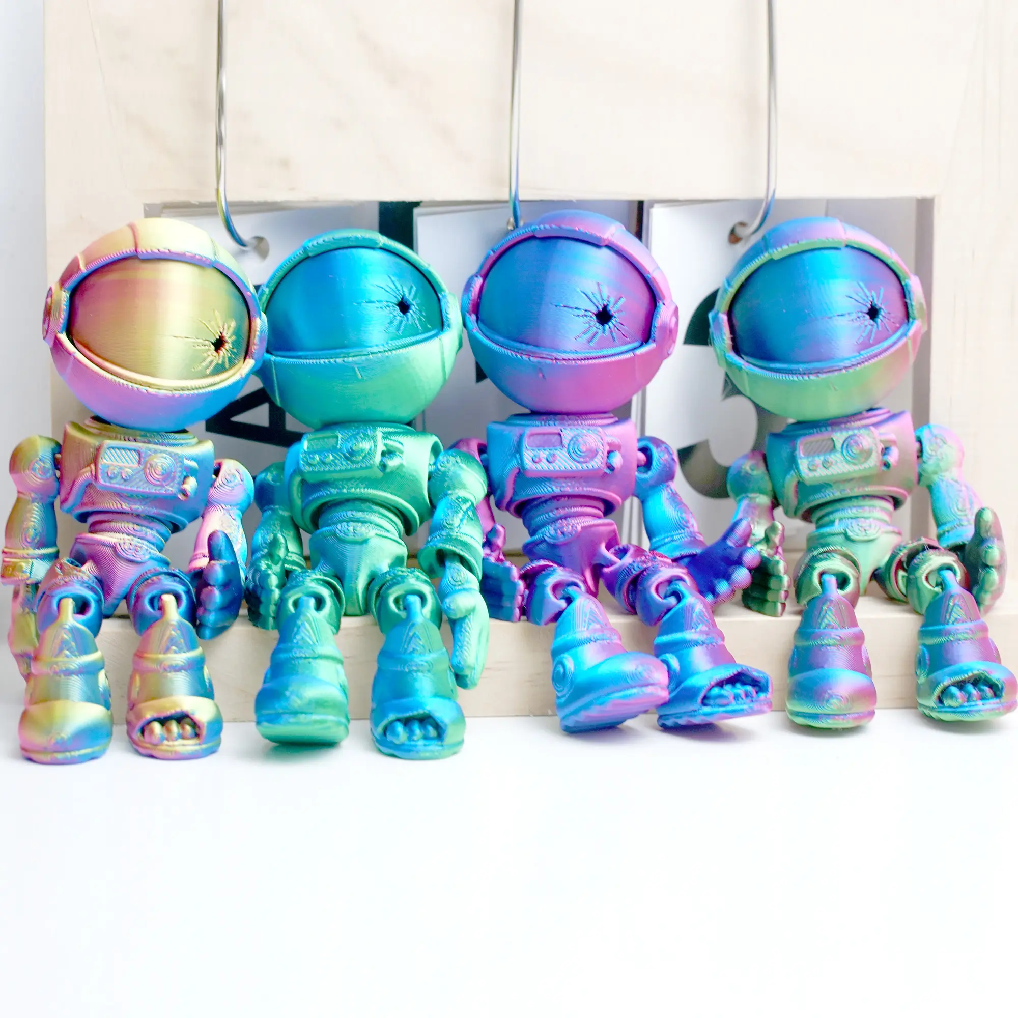 4pcs 13cm 3D Printed Articulated Skeleton Astronaut Fidget Figurines - Flexible-Joint Collectible Statues, Modern Art Desk Decor, Home Decor Accessory, Interior Decoration Accessories, Holiday Gifts, Decorative