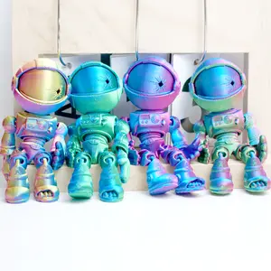 4pcs 3D Printed Skeleton Astronaut Model Toys 13cm Flexible Joint Animal Doll Statues Home Office Desk Decorations Holiday Surprise Gifts Decorative Fidget Figurine Collectible Figurine