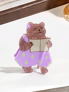 1pc ladies' teddy bear hair claws, fun teddy bear book hair claws, cute campus hair accessories, shark clip on the back of the head, fun New Year gifts, daily casual hair accessories