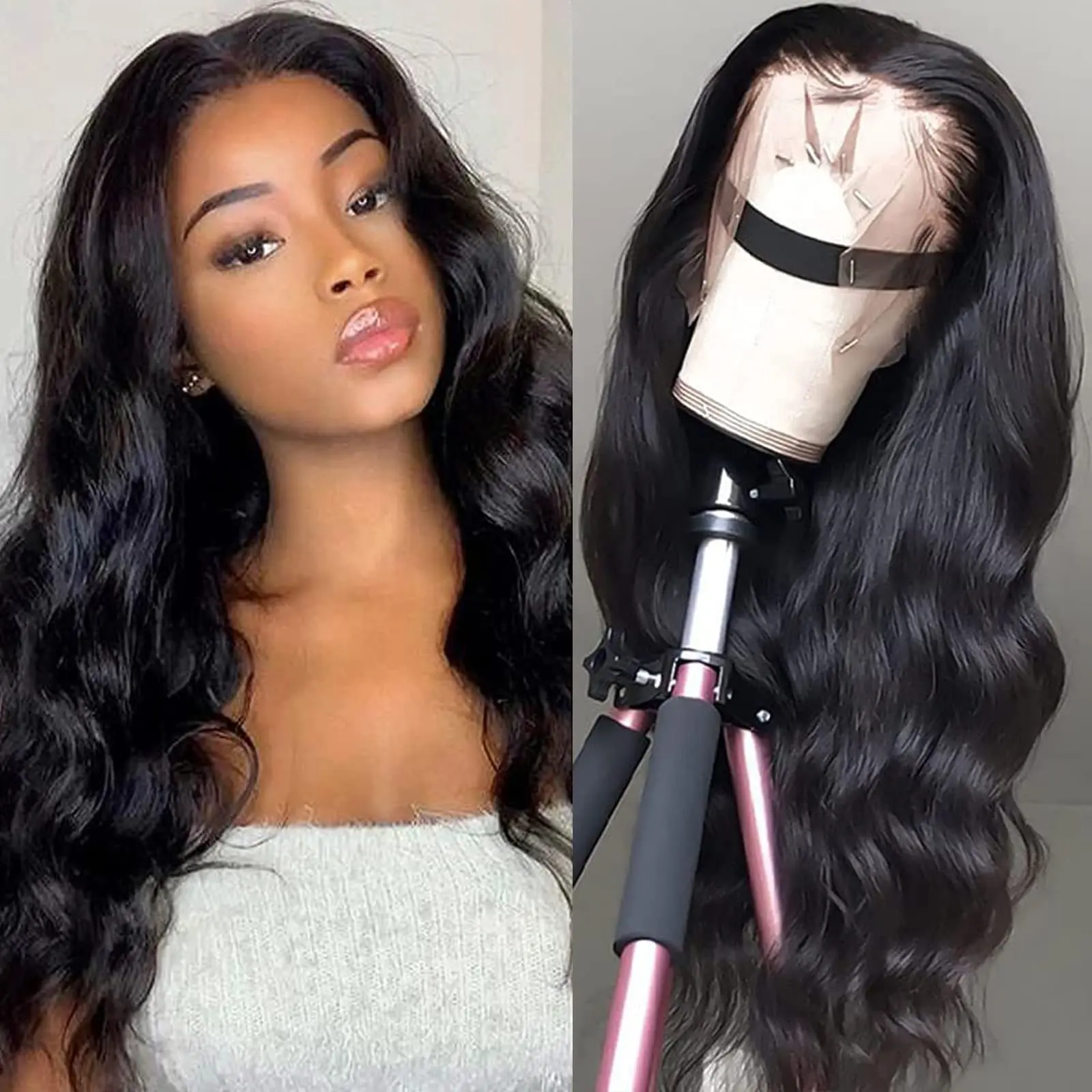 20 Inch Lace Front Human Hair Wig 250 Density Preplucked Baby Hair BLY 13x4 HD Transparent Lace Front Wigs Human Hair 250  main image 2