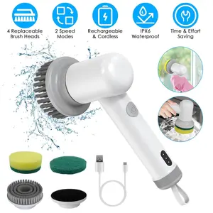 1Set Electric Handheld Spin Scrubber Cordless Cleaning Brush With 2 Rotating Speeds 3 Cleaning Brushes Rechargeable Shower Scrubber For Kitchen Dish Bathtub Sink Tile