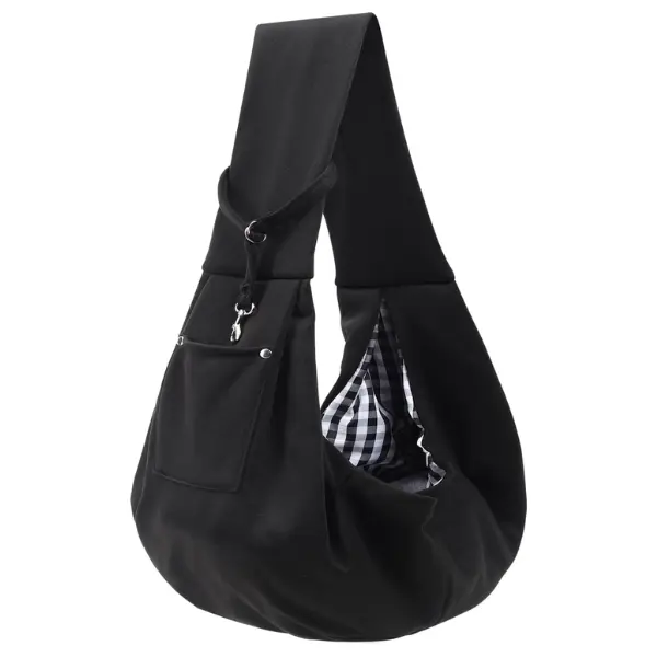 Dog Carrier Sling - Reversible Puppy Carrier Purse with Storage Pocket, Hand-Free Dog Sling Carrier for Carry Small Dogs and Cats, Travel Safety Harness, Dog and Cat Harness(Black)